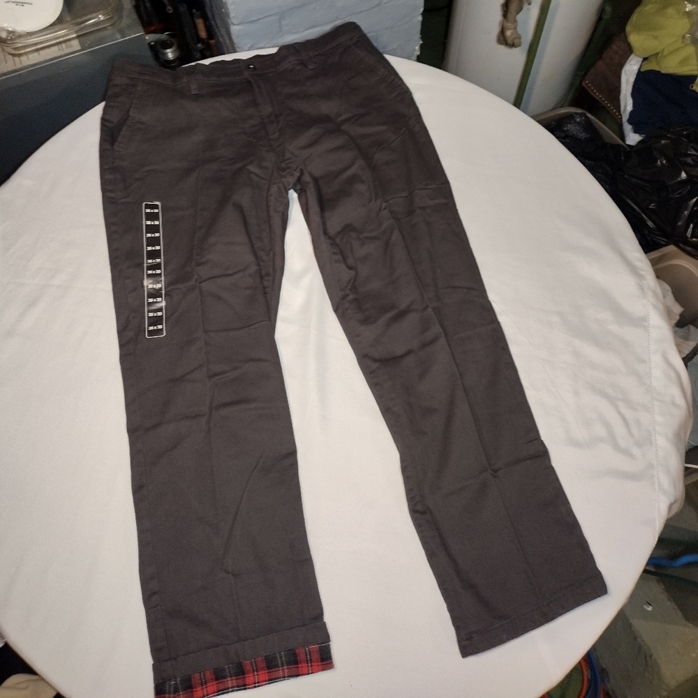 WEATHERPROOF Steel/Dark Gray Flannel Lined Straight Leg Pants